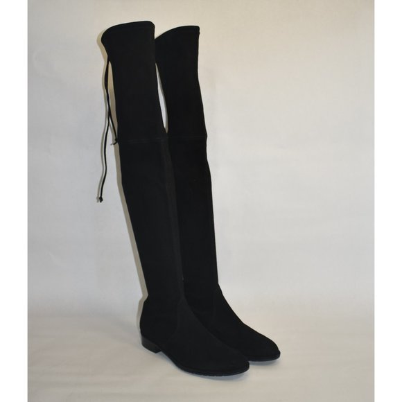 Stuart Weitzman Lowland Stretch Suede Over-the-Knee Boots Black Size 9 W - Picture 2 of 12